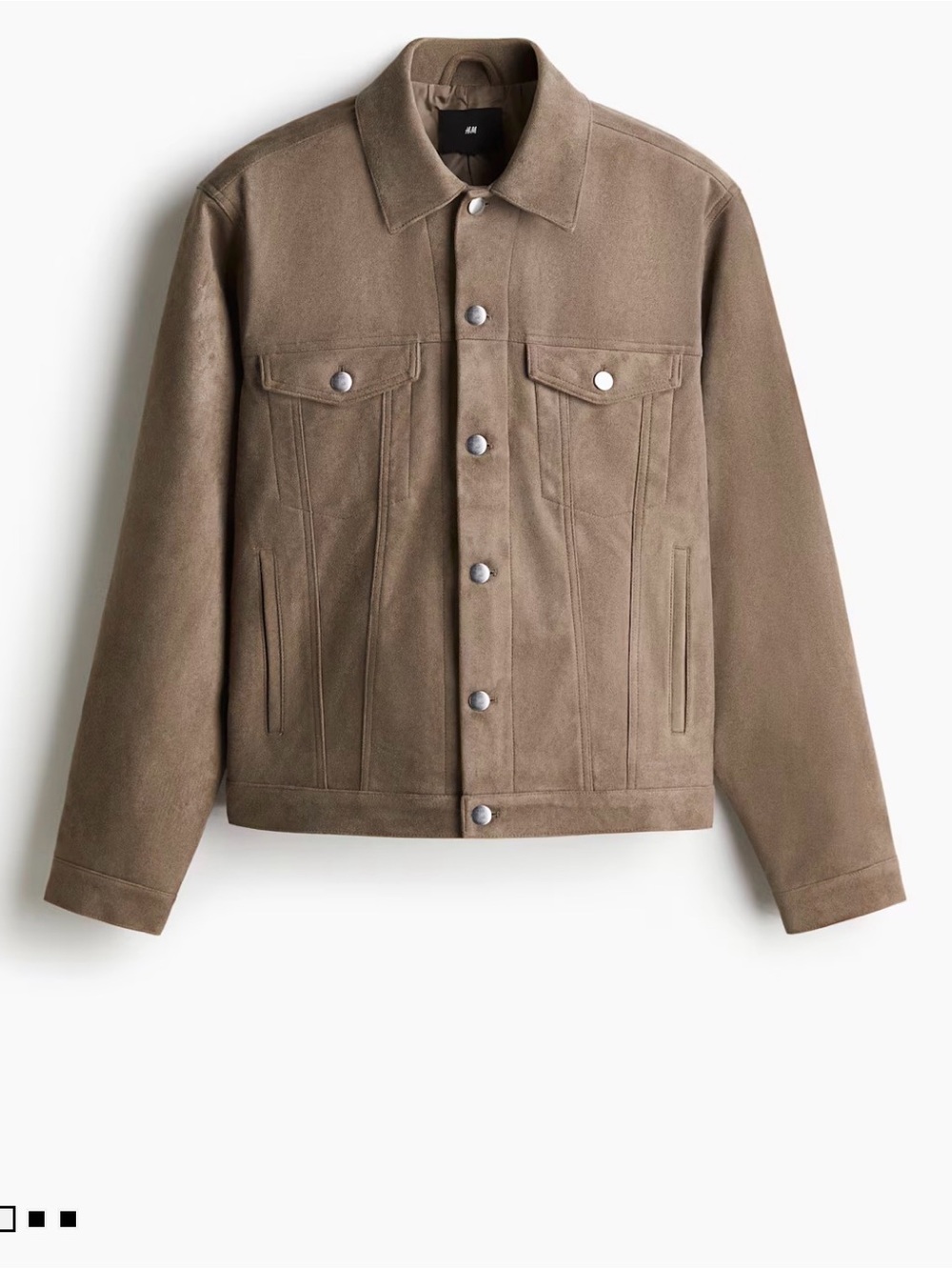 H&M Men's Suede Trucker Jacket in Taupe Brown